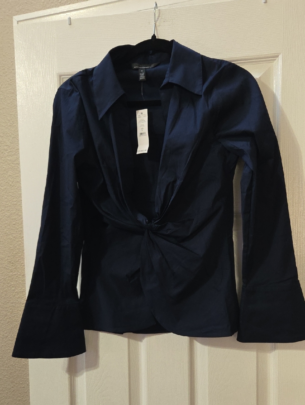 White House Black Market Navy Button-Up Top